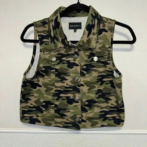 Sequin Hearts Girls Vest, XL, Camo